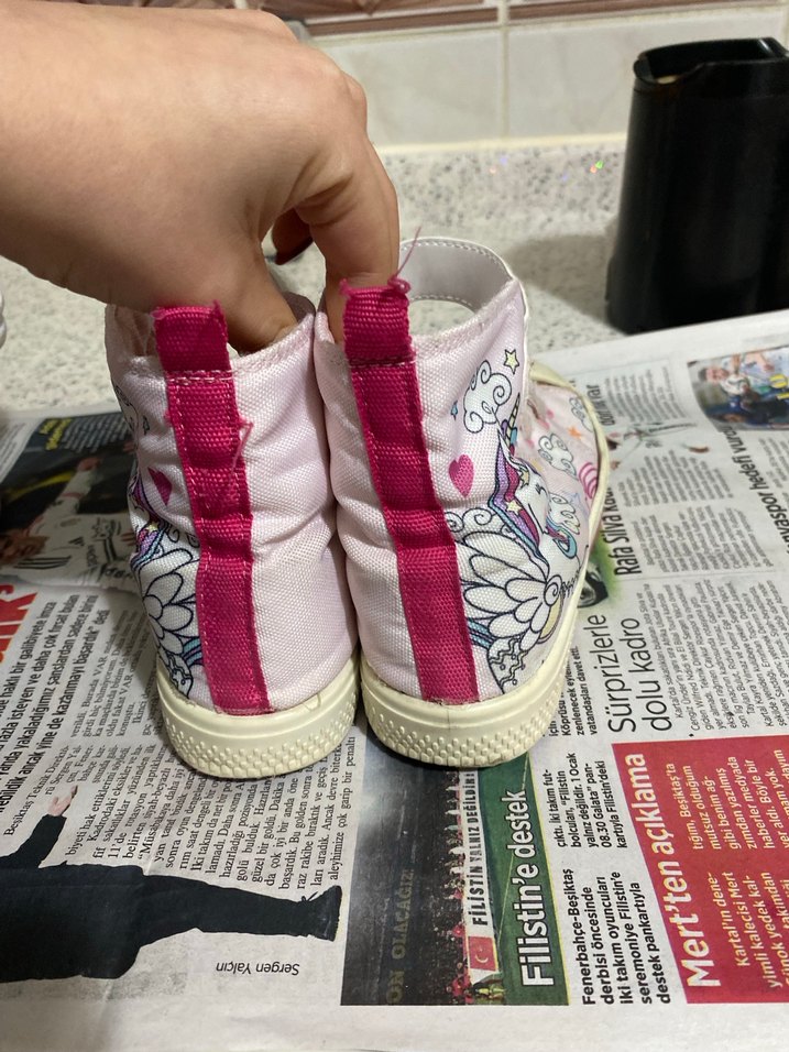 Kız Çocuk Pembe Bağcıklı Ve Cırtlı Spor Ayakkabı - Görsel 3