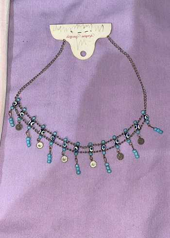 Turkuaz Boncuklu Bohem Mini Kolye - Görsel 2
