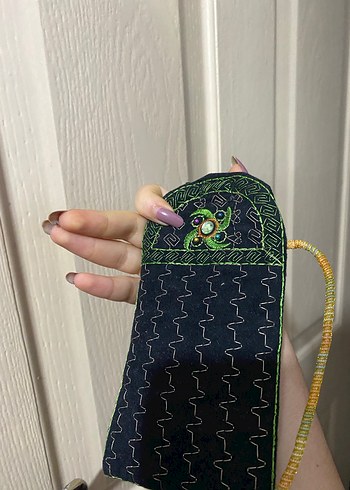 Boncuk İşlemeli Çok Renkli Bohem Kadın ikili çanta seti - Görsel 7