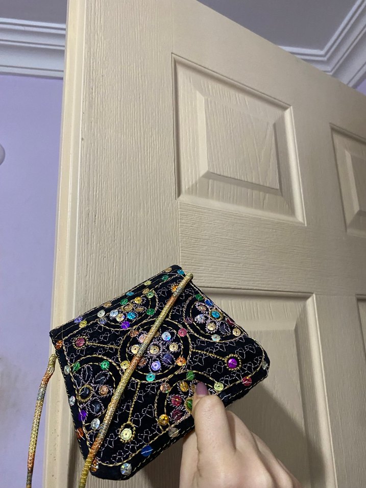 Boncuk İşlemeli Çok Renkli Bohem Kadın ikili çanta seti - Görsel 2