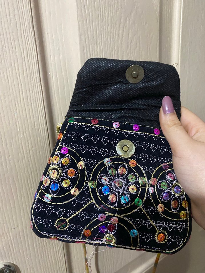 Boncuk İşlemeli Çok Renkli Bohem Kadın ikili çanta seti - Görsel 4