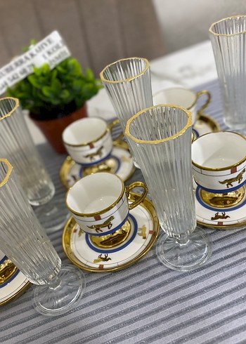 Altın Detaylı Beyaz Kahve Fincan Seti - Görsel 3