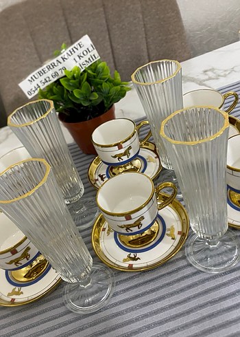 Altın Detaylı Beyaz Kahve Fincan Seti - Görsel 5