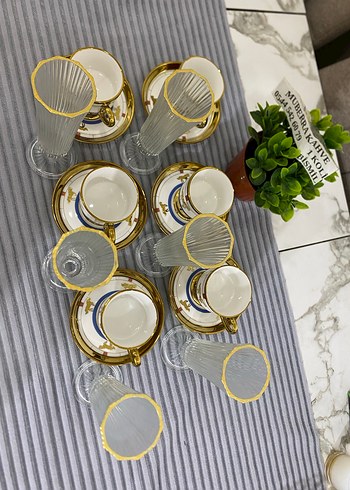 Altın Detaylı Beyaz Kahve Fincan Seti - Görsel 6