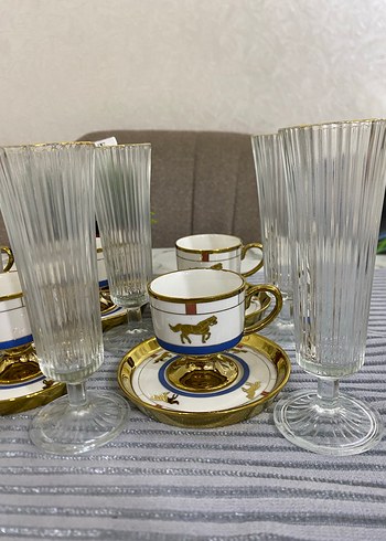 Altın Detaylı Beyaz Kahve Fincan Seti - Görsel 9