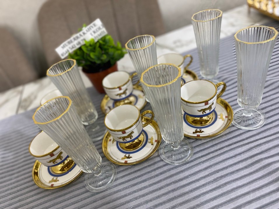 Altın Detaylı Beyaz Kahve Fincan Seti - Görsel 3