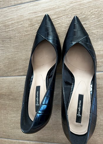 38 Beden Stradivarius Siyah timsah derisi Desenli Stiletto Topuklu