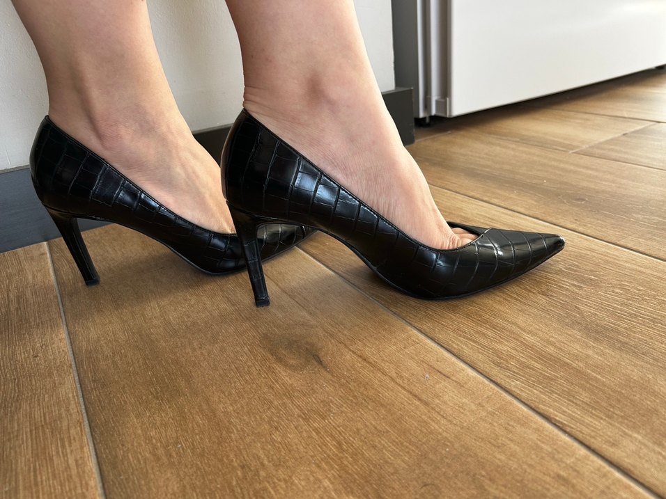 Stradivarius Siyah timsah derisi Desenli Stiletto Topuklu - Görsel 2