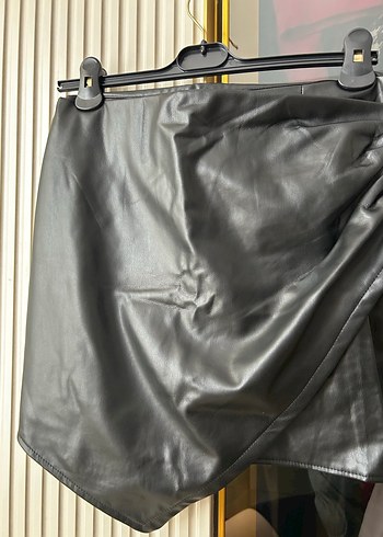 Ambar marka siyah Deri Drapeli Kadın etek - Görsel 3