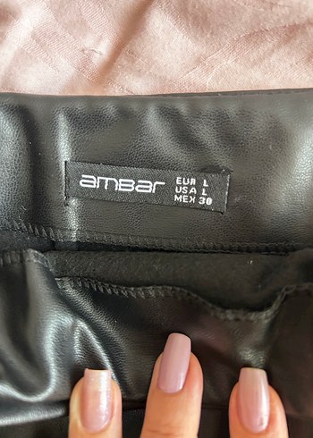 Ambar marka siyah Deri Drapeli Kadın etek - Görsel 5