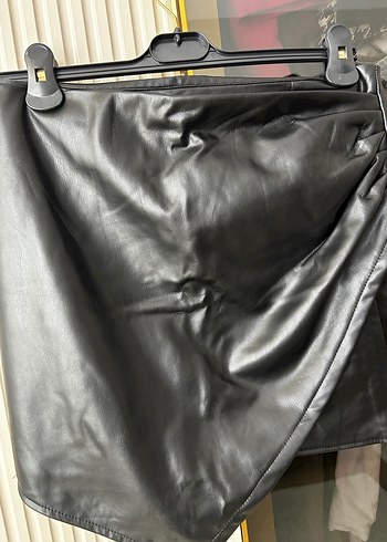 Ambar marka siyah Deri Drapeli Kadın etek - Görsel 4