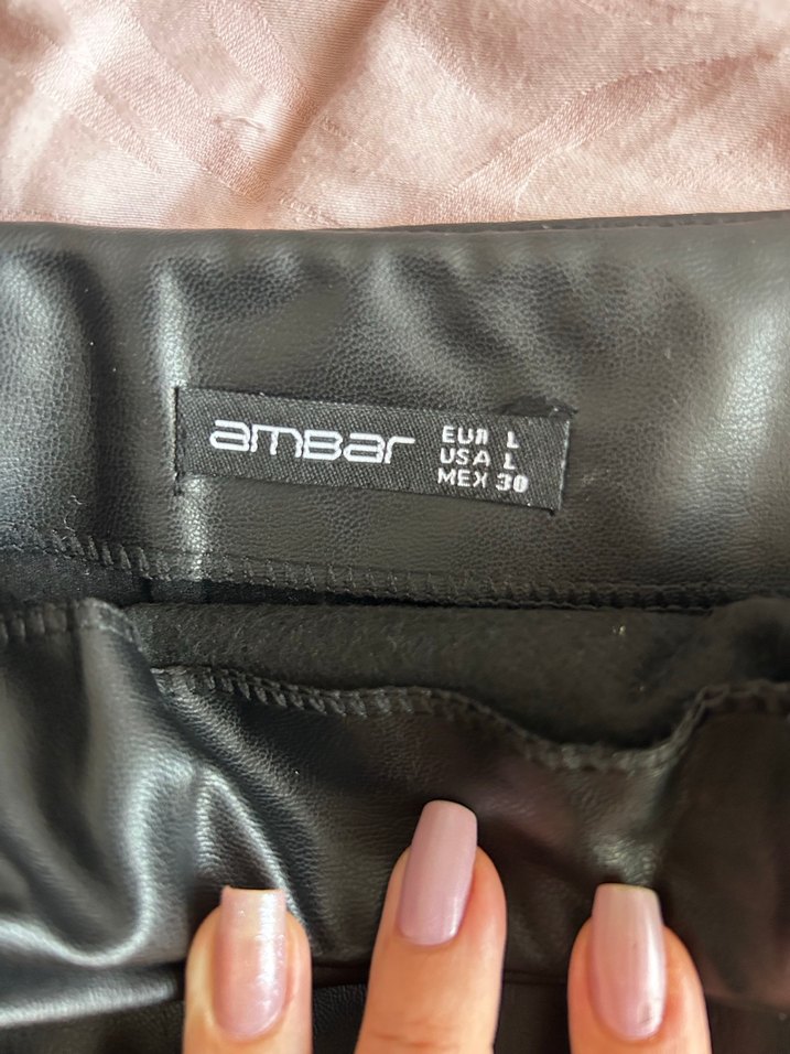 Ambar marka siyah  Deri Drapeli Kadın etek - Görsel 5