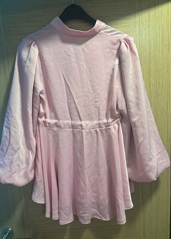 l Beden pembe Renk Düğmeli Pembe Mini Bohem Tunik