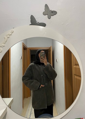 diğer Beden Gri Midi Kadın Kışlık Ceket