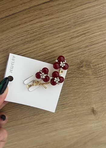 Accessorize Bordo Boncuklu Broş