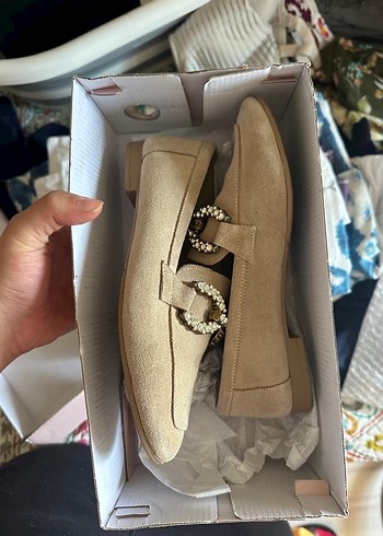 Elle Bej Süet Tokalı Kadın Babet - Görsel 5