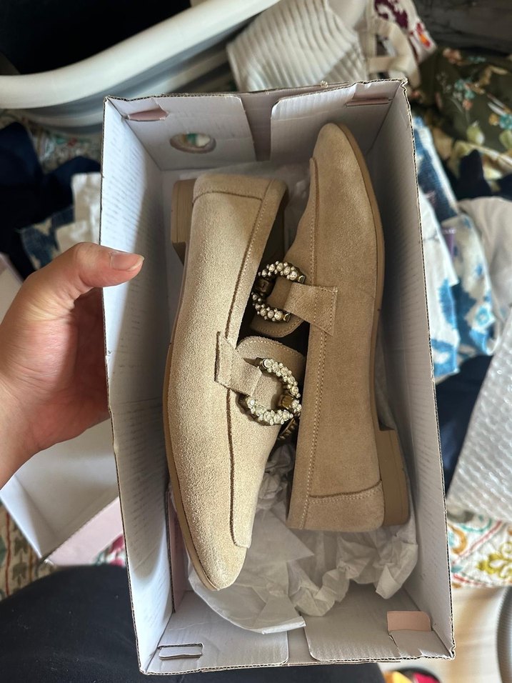 Elle Bej Süet Tokalı Kadın Babet - Görsel 5