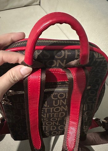 Benetton Kahverengi Baskılı Fermuarlı Kadın Sırt Çantası - Görsel 4