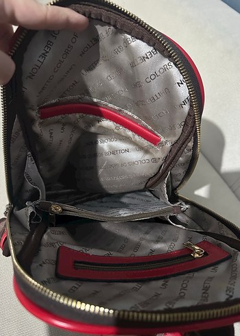 Benetton Kahverengi Baskılı Fermuarlı Kadın Sırt Çantası - Görsel 5