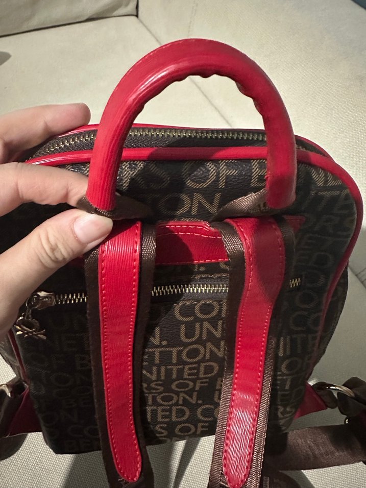 Benetton Kahverengi Baskılı Fermuarlı Kadın Sırt Çantası - Görsel 4