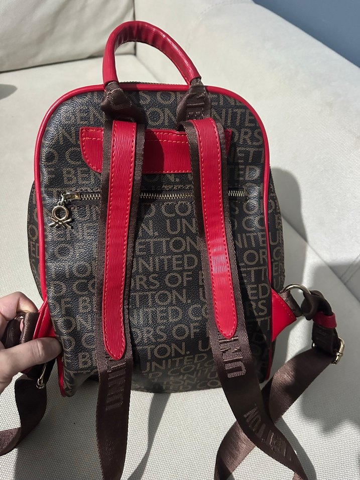 Benetton Kahverengi Baskılı Fermuarlı Kadın Sırt Çantası - Görsel 3