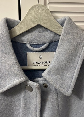 Stradivarius Bebe mavisi Düğmeli Kadın Süet Ceket