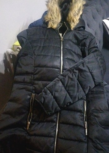 Kadın Siyah Midi Kış Montu Fermuarlı - Görsel 2