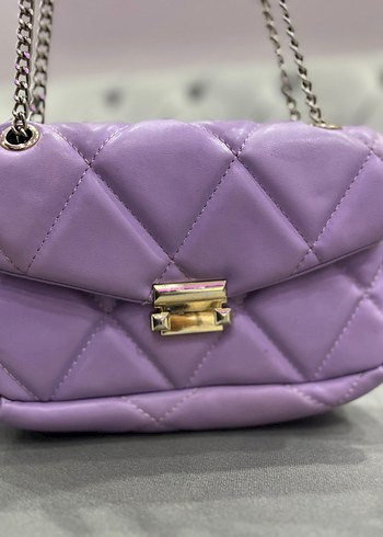 Mor Zincir Detaylı Modern Klasik Deri Çanta - Görsel 3