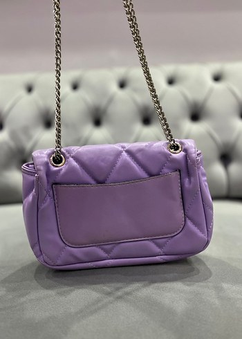 Mor Zincir Detaylı Modern Klasik Deri Çanta - Görsel 5