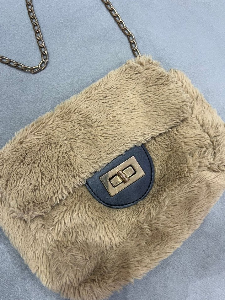 Kürk Detaylı Zincir Askılı Kadın Çanta - Görsel 3