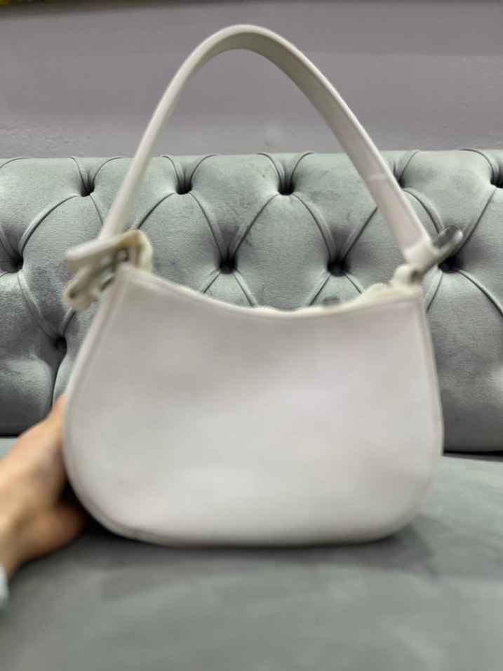 Minimalist Beyaz Deri Kadın Çanta - Görsel 2