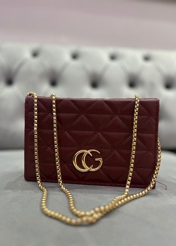 Bordo Zincir Detaylı Deri Kadın Çanta - Görsel 2