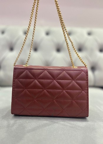 Bordo Zincir Detaylı Deri Kadın Çanta - Görsel 3