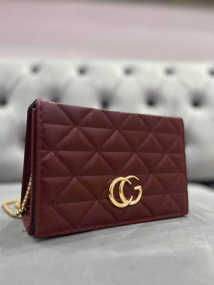 Bordo Zincir Detaylı Deri Kadın Çanta - Görsel 4