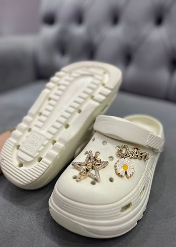 Beyaz Payetli Yüksek Topuklu Kadın Terlik - Görsel 7