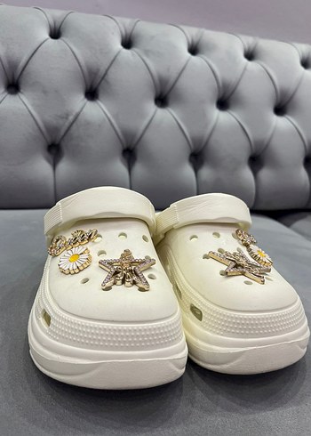 Beyaz Payetli Yüksek Topuklu Kadın Terlik - Görsel 4