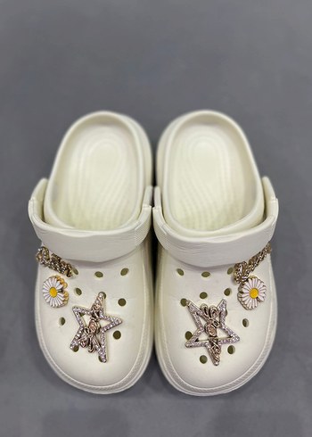 Beyaz Payetli Yüksek Topuklu Kadın Terlik - Görsel 3