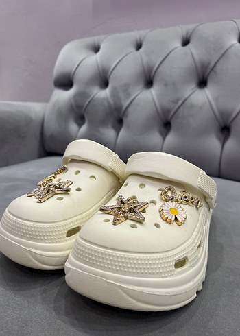 Beyaz Payetli Yüksek Topuklu Kadın Terlik - Görsel 5