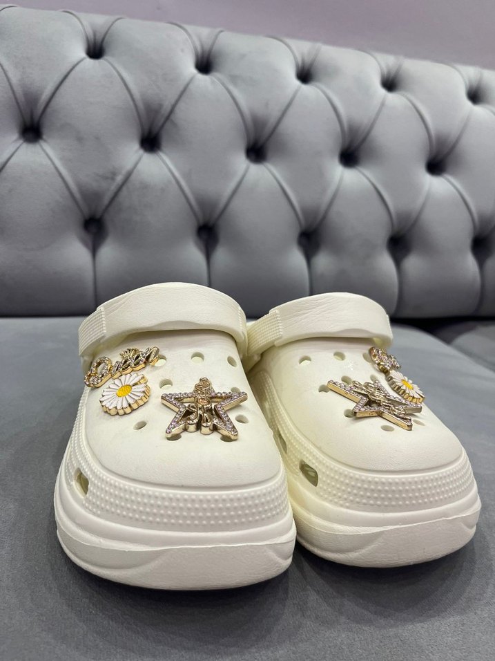 Beyaz Payetli Yüksek Topuklu Kadın Terlik - Görsel 4