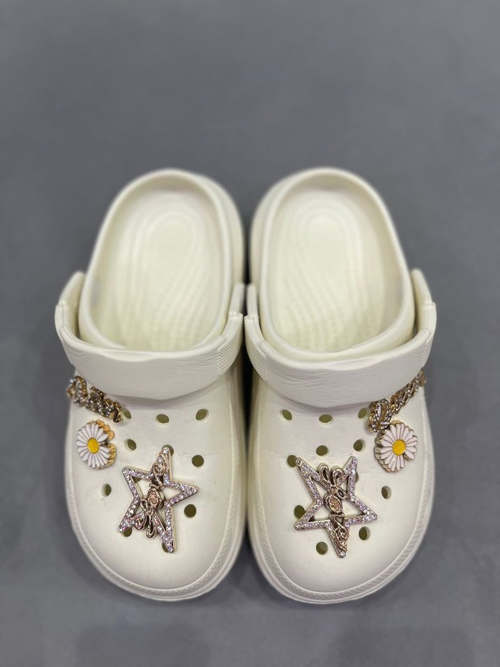 Beyaz Payetli Yüksek Topuklu Kadın Terlik - Görsel 3