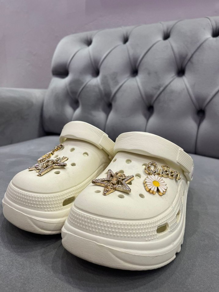 Beyaz Payetli Yüksek Topuklu Kadın Terlik - Görsel 5