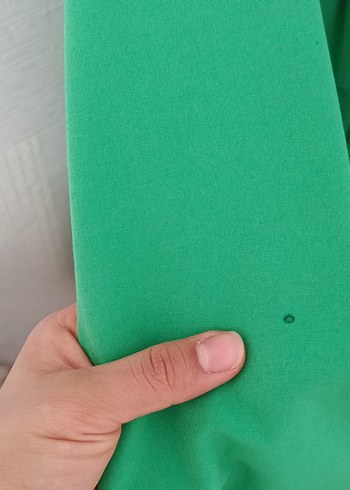 34 Beden yeşil Renk Yeşil Fırfırlı Mini Keten Tunik