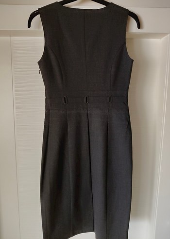 Siyah Kemerli Midi Ofis Elbisesi - Görsel 2