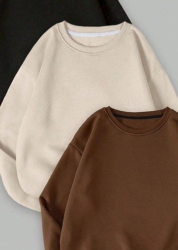 Siyah Basic Bisiklet Yaka Sweatshirt - Görsel 3
