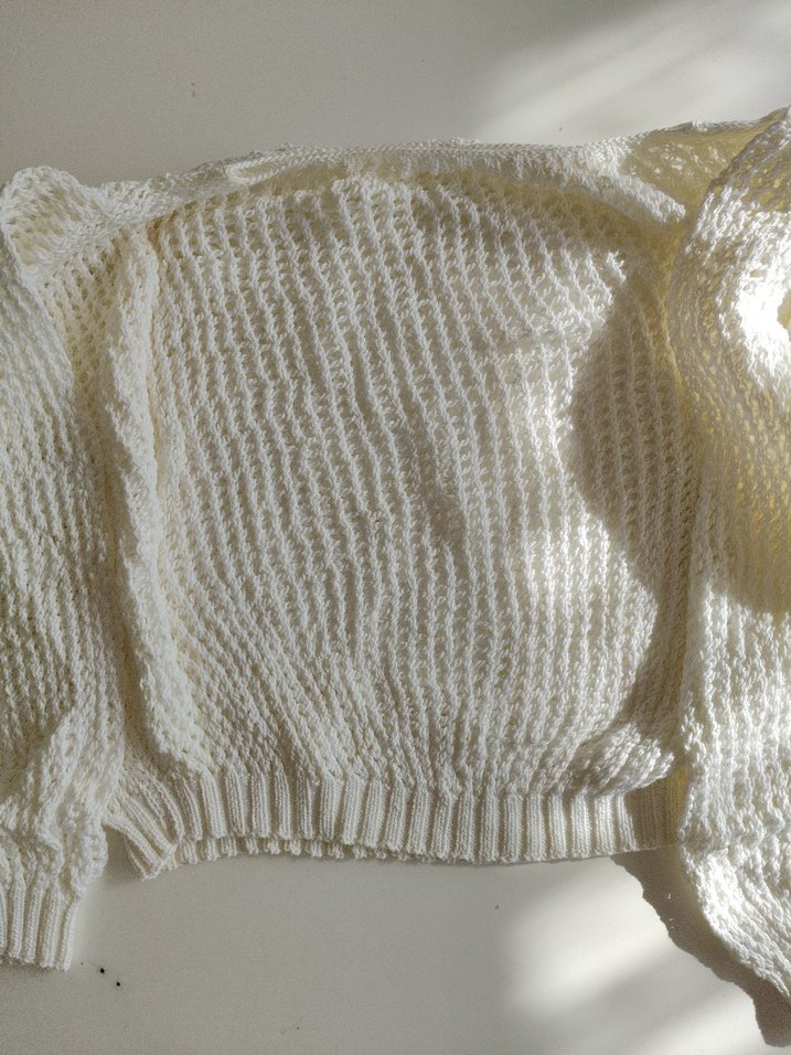 Kadın Beyaz Örgü Salaş Triko - Görsel 3