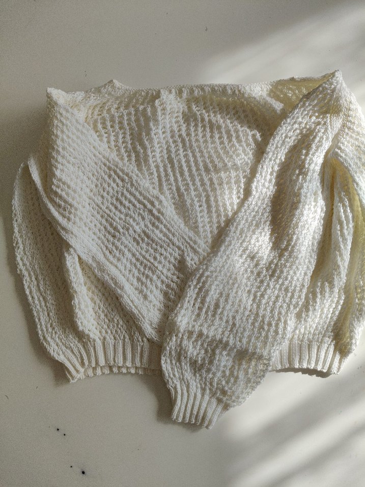 Kadın Beyaz Örgü Salaş Triko - Görsel 2