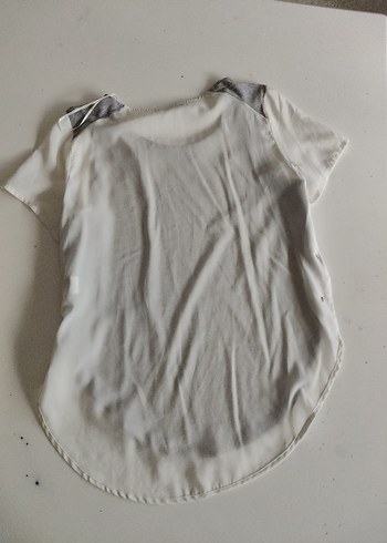 ZaraGri beyazTişört Kısa Kollu, Rahat Kesim - Görsel 4