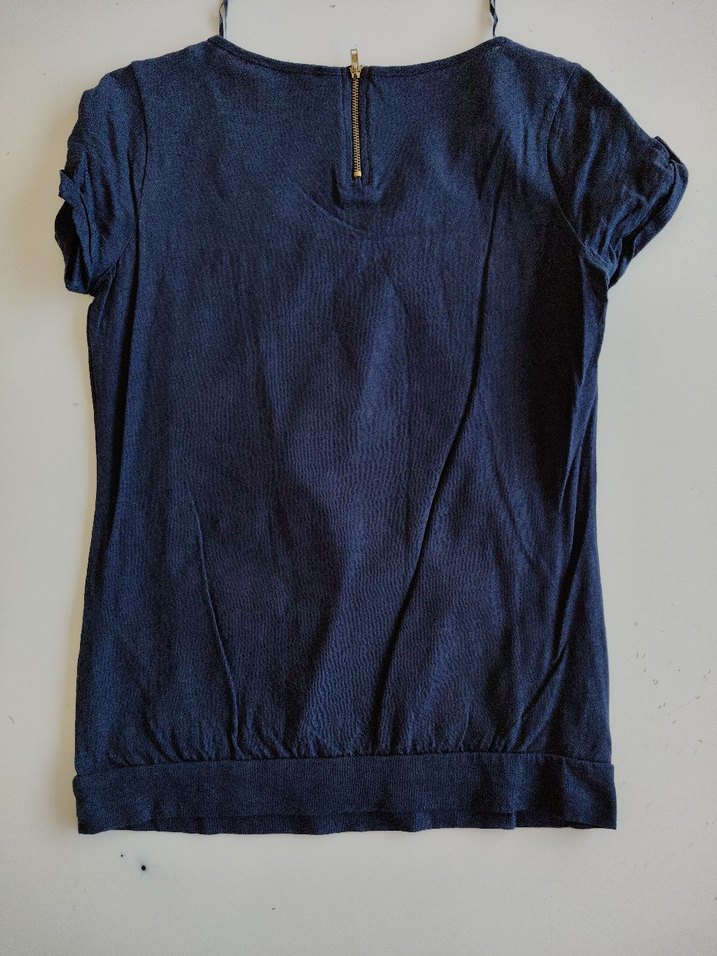 Lacivert Kısa KolluBluz Fermuarlı - Görsel 3