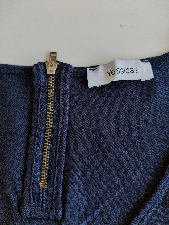 Lacivert Kısa KolluBluz Fermuarlı - Görsel 4