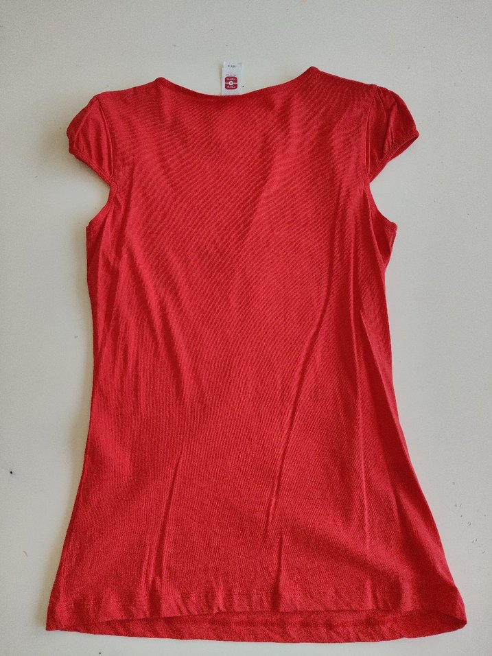 Kızlar için Kırmızı Payetli Baskılı Tişört - Görsel 5